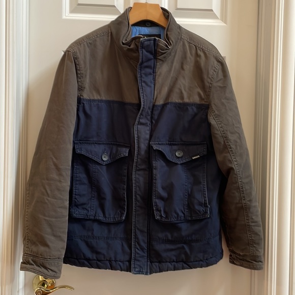 Quicksilver, brown and navy cotton puffer jacket - Picture 1 of 6